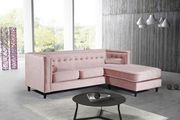 Premium pink velvet sectional sofa main photo