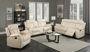 Beige bonded leather recliner sofa main photo