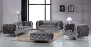 Gray velvet tufted buttons design modern sofa main photo