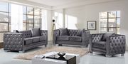 Contemporary gray tufted buttons design sofa main photo