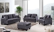 Nailhead trim design gray fabric contemporary sofa main photo