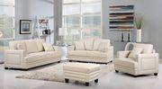Nailhead trim design beige contemporary sofa main photo