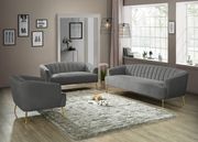 Gray velvet contemporary sofa w/ golden legs main photo