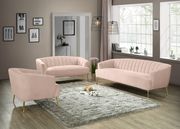 Pink velvet contemporary sofa w/ golden legs main photo