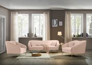 Elegant & sleek pink velvet contemporary sofa main photo