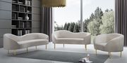 Cream velvet curved design modern sofa main photo