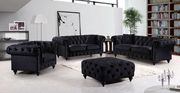Black velvet fabric rolled arms design sofa main photo