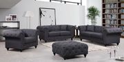 Gray linen fabric rolled arms design sofa main photo