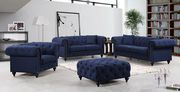 Navy linen fabric rolled arms design sofa main photo