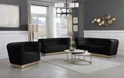 Black velvet horizontal tufting modern sofa main photo