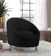 Black velvet rounded back contemporary chair main photo