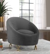 Gray velvet rounded back contemporary chair main photo