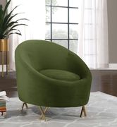 Olive velvet rounded back contemporary chair main photo