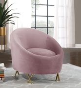 Pink velvet rounded back contemporary chair main photo