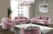 Pink velvet rounded back contemporary sofa main photo