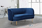 Simple and casual style velvet loveseat w/ golden legs main photo