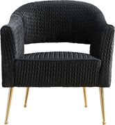 Black textured velvet chair w/ golden metal legs main photo