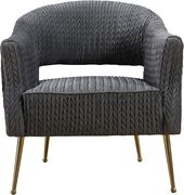 Gray textured velvet chair w/ golden metal legs main photo
