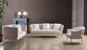 Pink textured velvet sofa w/ golden metal legs main photo
