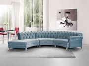 Modular curved large living room blue velvet sectional main photo