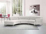 Modular curved large living room cream velvet sectional main photo