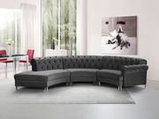 Modular curved large living room gray velvet sectional main photo