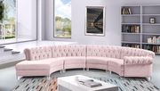 Modular curved large living room pink velvet sectional main photo