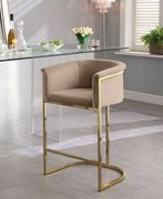Beige velvet contemporary bar stool main photo