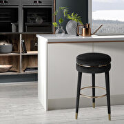 Contemporary swivel black velvet / gold bar stool main photo