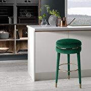 Contemporary swivel green velvet / gold bar stool main photo