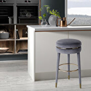 Contemporary swivel gray velvet / gold bar stool main photo