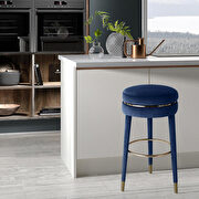 Contemporary swivel navy velvet / gold bar stool main photo