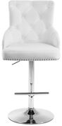 White velvet tufted adjustable height bar stool main photo