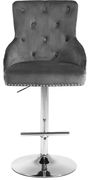 Gray velvet tufted adjustable height bar stool main photo