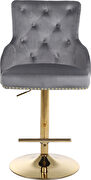 Gold base / nailhead trim gray velvet bar stool main photo