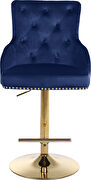 Gold base / nailhead trim navy bluevelvet bar stool main photo