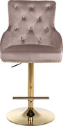 Gold base / nailhead trim pink bluevelvet bar stool main photo