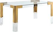 Clear glass / acrylic / gold legs dining table main photo