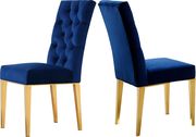 Rich gold stainless steel base / blue velvet chair main photo