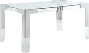 Clear glass / acrylic / silver legs dining table main photo
