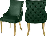 Elegant tufted velvet dining chair w/ golden legs main photo