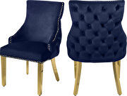Elegant tufted velvet dining chair w/ golden legs main photo
