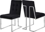 Stainless steel base / black velvet contemporary dining chair main photo