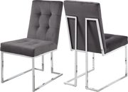 Stainless steel base / gray velvet contemporary dining chair main photo