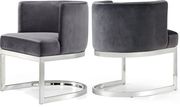 Chrome base / gray velvet dining chair main photo