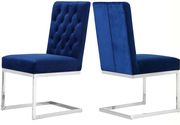 Stainless steel blue navy velvet modern dining chair main photo