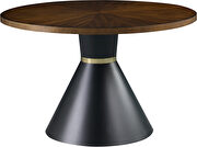Round brown veneer dining table in modern style main photo
