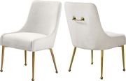 Cream velvet dining chair w/ gold hardware main photo
