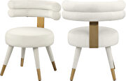 Round glam style dining chair w/ golden caps main photo