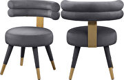 Round glam style dining chair w/ golden caps main photo